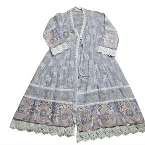 Farah Talib Aziz Beautiful Kurta?/ Wrap Robe?? Sheer Embroidery Floral